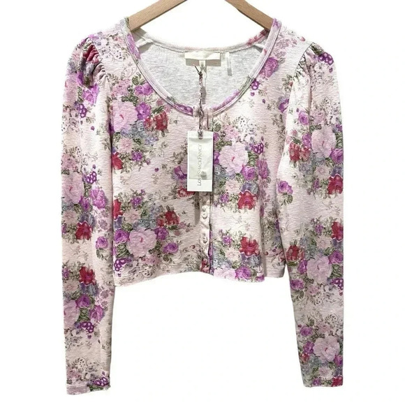 LOVESHACKFANCY jonah crop cardigan in shimmering springs-NWT sz Small - Picture 4 of 14